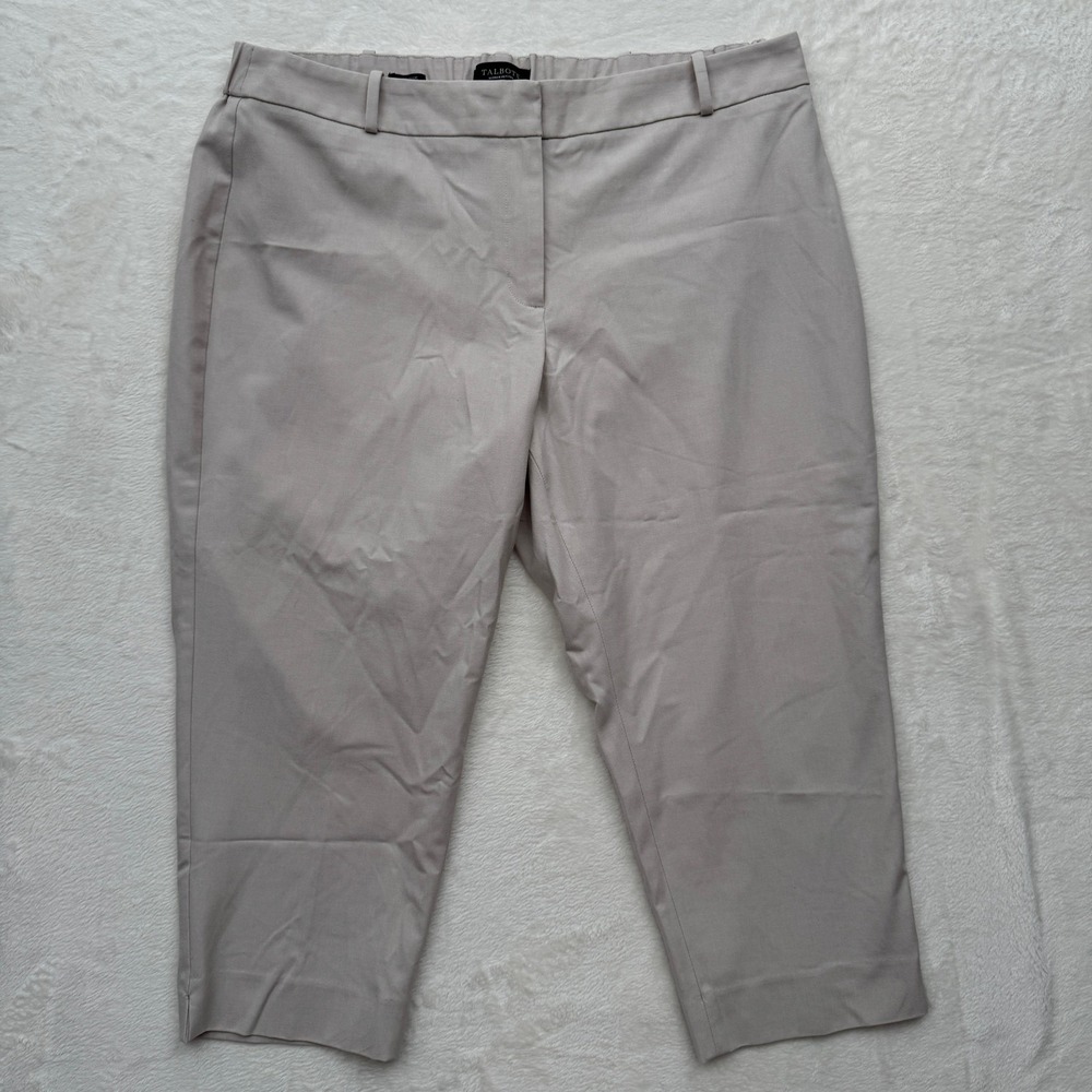 Talbots Crop Pants Womens 18WP Tan Heritage Petite Plus Straight Leg Trousers